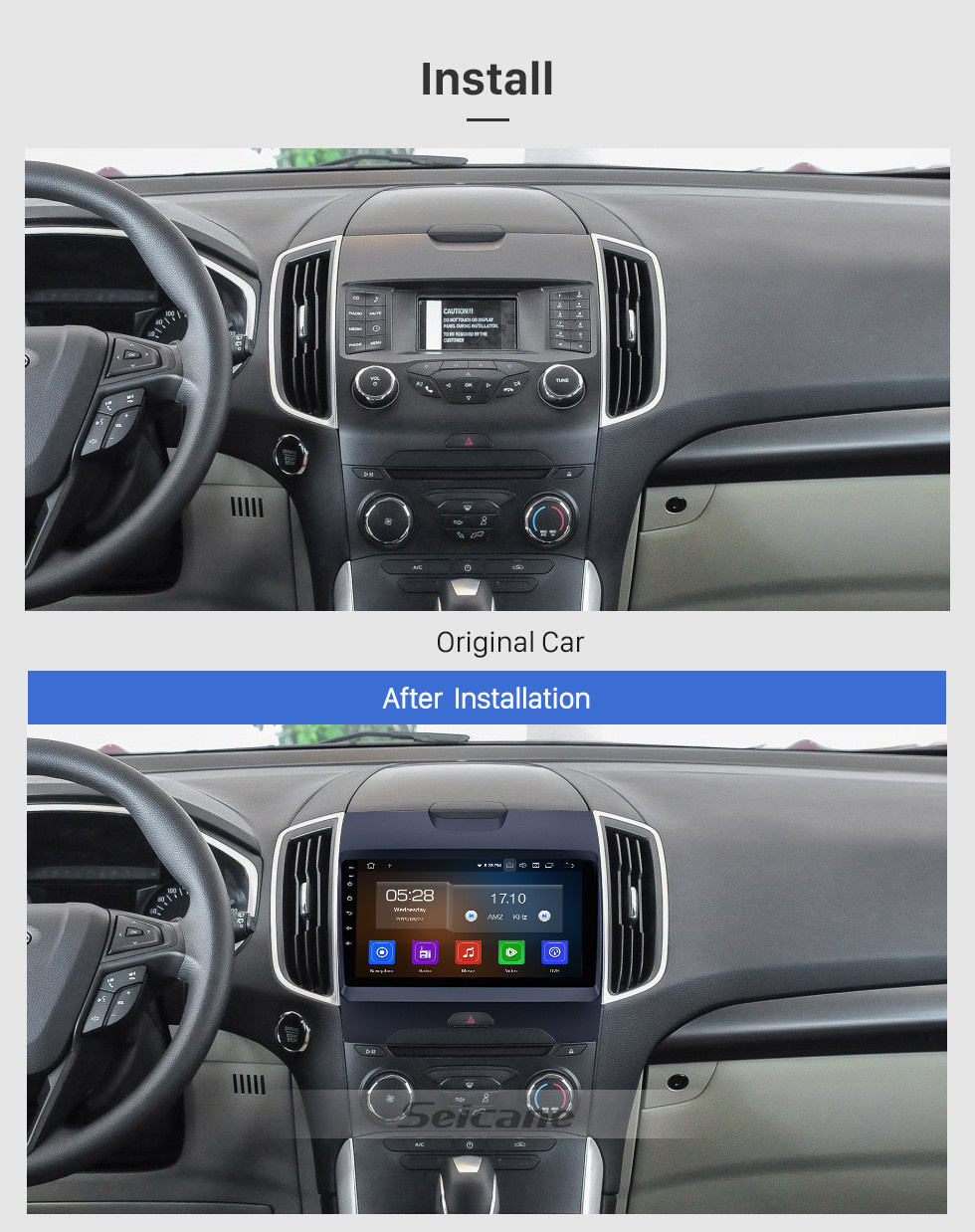 Seicane Android 13.0 HD Écran tactile 9 pouces Radio pour 2013-2017 FORD EDGE Bluetooth GPS Navi USB Support Carplay DVR Numérique TPMS OBD 4G WIFI Lecteur DVD SWC RDS
