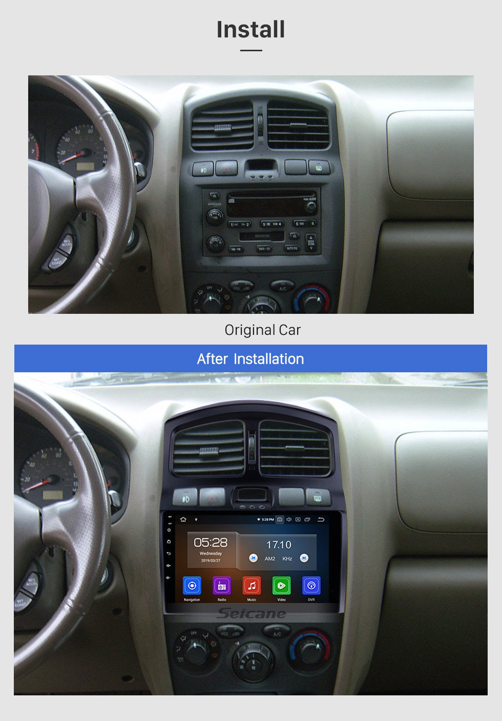 Seicane 2005-2015 Hyundai Santafe 9 inch Android 11.0 HD touchscreen Bluetooth Radio GPS Navigation AUX FM MP4 music WIFI support Carplay USB 4G Backup Camera DVR SWC