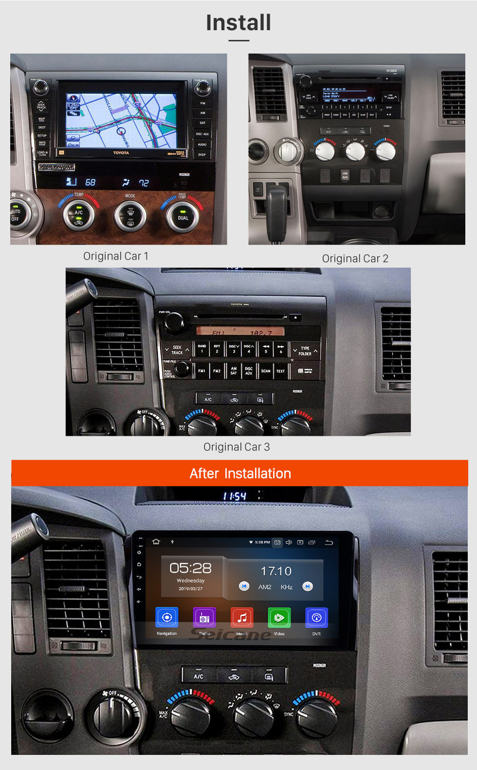 Seicane Android 13.0 HD Touchscreen 10.1 inch 2008 2009-2013 Toyota Sequoia GPS Navigation Radio with Bluetooth USB AUX Support OBD2 Rearview camera 3G WiFi