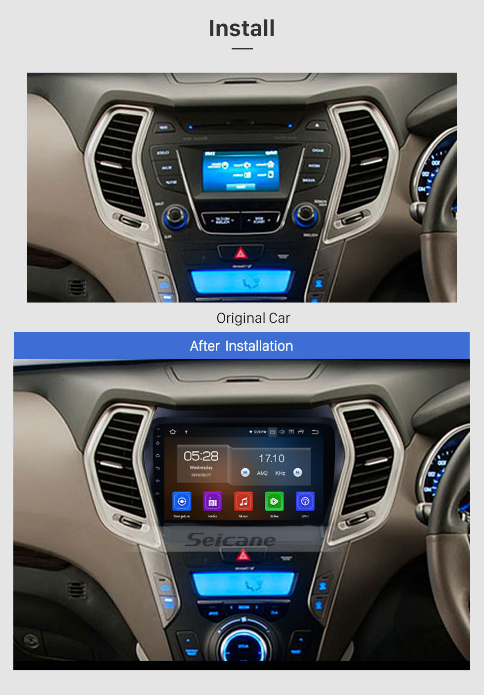 Seicane 9 polegada Android 11.0 2013 2014 2015 Hyundai Santa Fé IX45 Sistema de Navegação GPS HD Touch Screen 3G WiFi câmera traseira AUX controle de volante USB Bluetooth 1080 P OBDII TPMS DVR