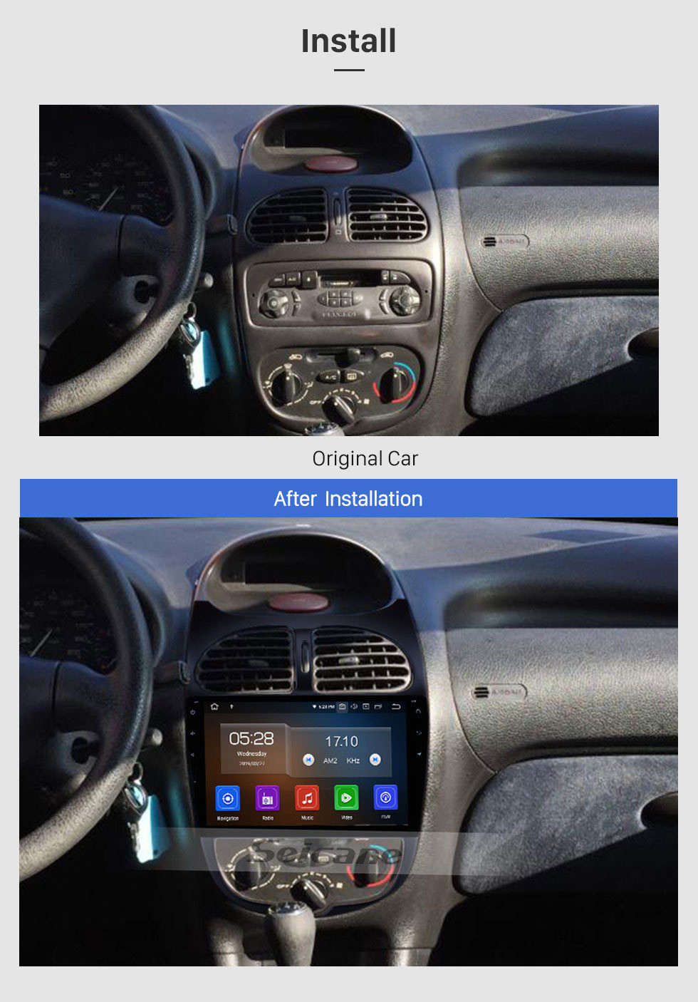 for Peugeot 206 2001 - 2008 Car Radio 2 DIN Android Auto