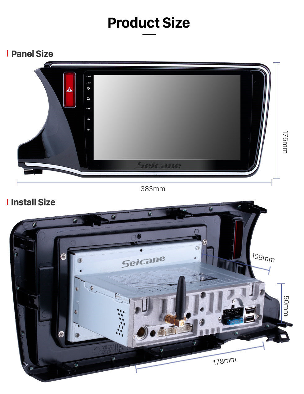 Seicane 10.1 pulgadas Android 11.0 2014-2017 HONDA CITY LHD HD Radio con pantalla táctil Sistema de navegación GPS Bluetooth USB WIFI Enlace de espejo Control del volante