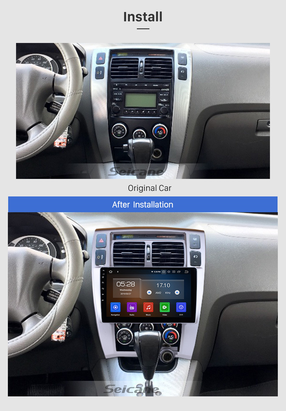 Seicane 2006-2013 Hyundai Tucson 10.1 inch HD Touchscreen Android 11.0 GPS Navigation System Head Unit Bluetooth Wifi Radio SWC Mirror Link USB Carplay support OBD2 TPMS