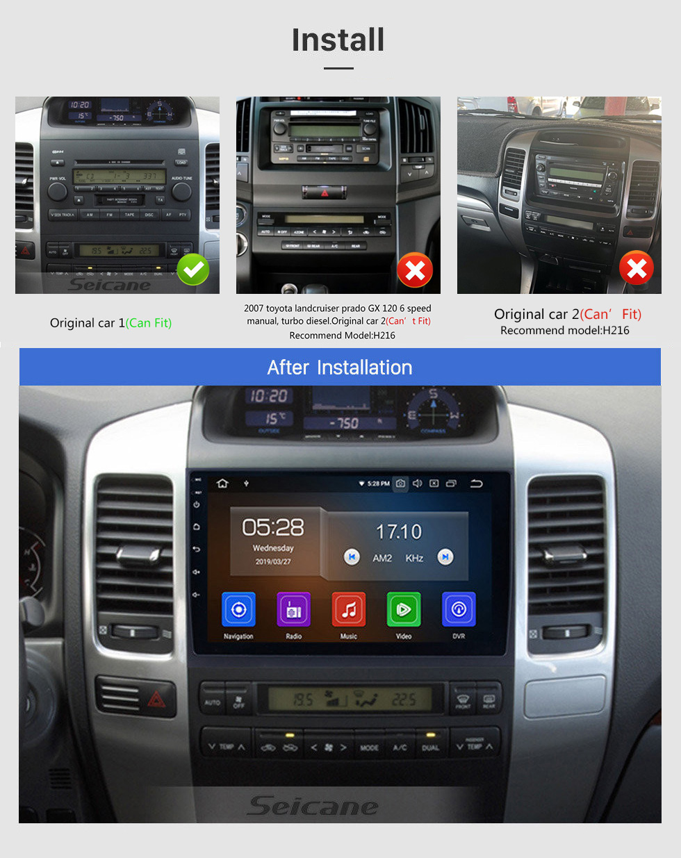 Seicane Android 13.0 2002 2003 2004 2005-2009 Toyota Prado Lexus GX470 GPS-навигация Bluetooth 1080P Видео WIFI USB Зеркальная связь Автомобильное радио Поддержка DVR Резервная камера Цифровое ТВ