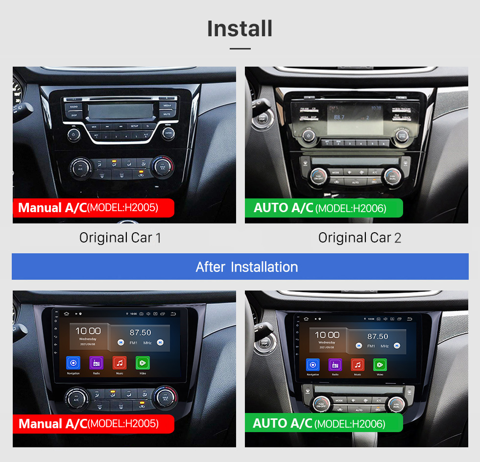 Seicane 10,1 Zoll HD Touchscreen GPS Radio Navigationssystem Android 12.0 Für 2014 2015 2016 Nissan Qashqai Unterstützung Bluetooth Musik ODB2 DVR Spiegelverbindung TPMS Lenkradsteuerung