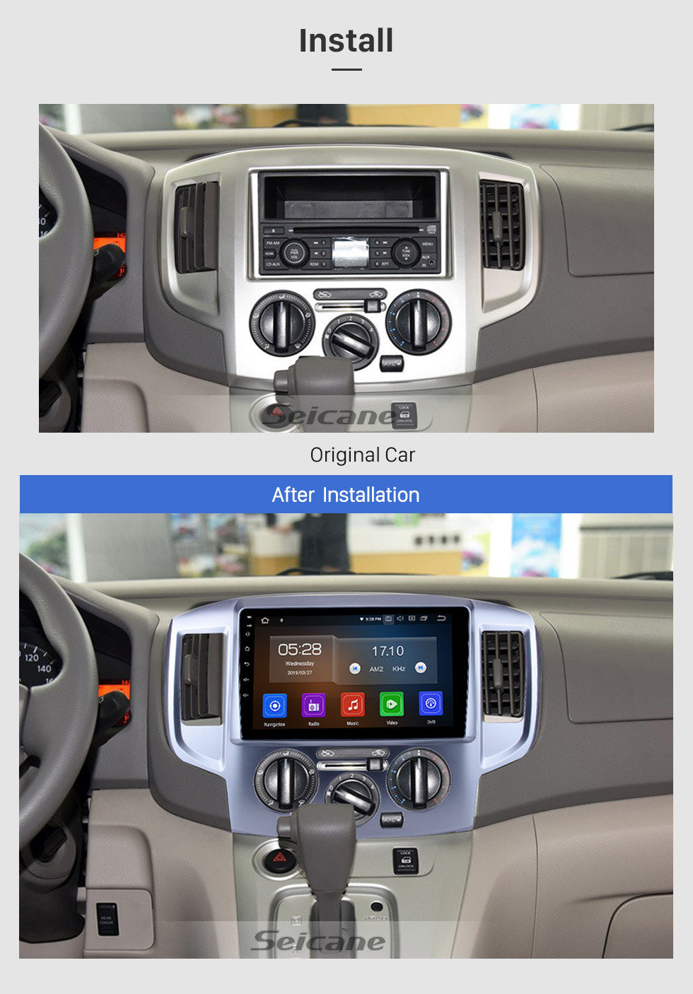 Seicane 9 pulgadas 2009-2016 Nissan NV200 Android 11.0 HD Pantalla táctil GPS Sistema de navegación Radio Soporte Bluetooth Música Control del volante 3G / 4G WiFi USB DVR OBD2