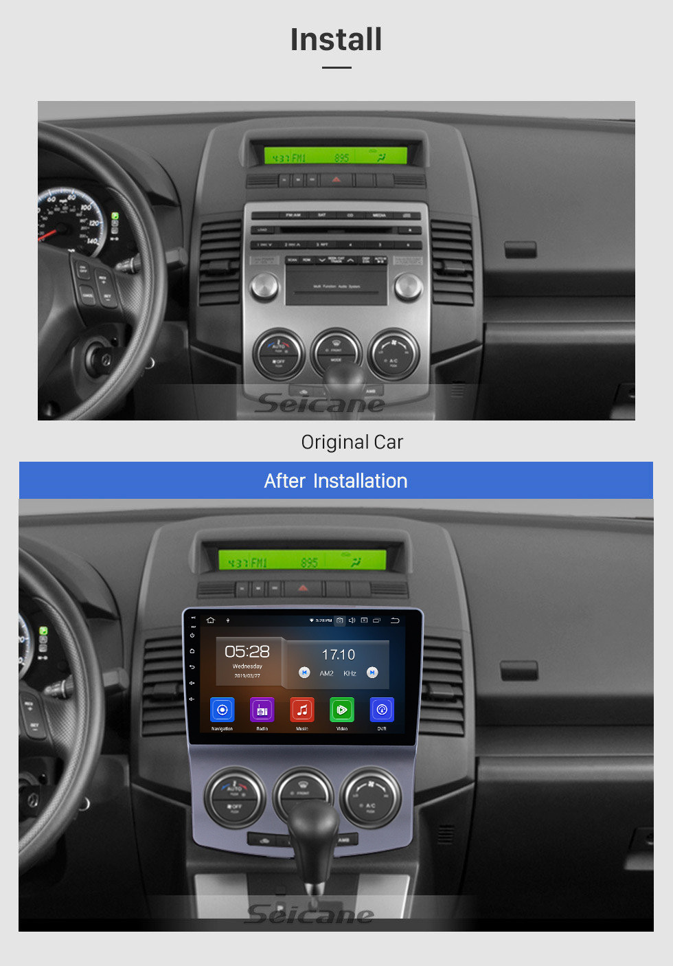 Seicane 2005-2010 Old Mazda 5 Android 13.0 1024 * 600 HD Pantalla táctil Navegación GPS Radio Bluetooth 4G WIFI USB OBD2 Aux 1080P Cámara retrovisor Enlace espejo