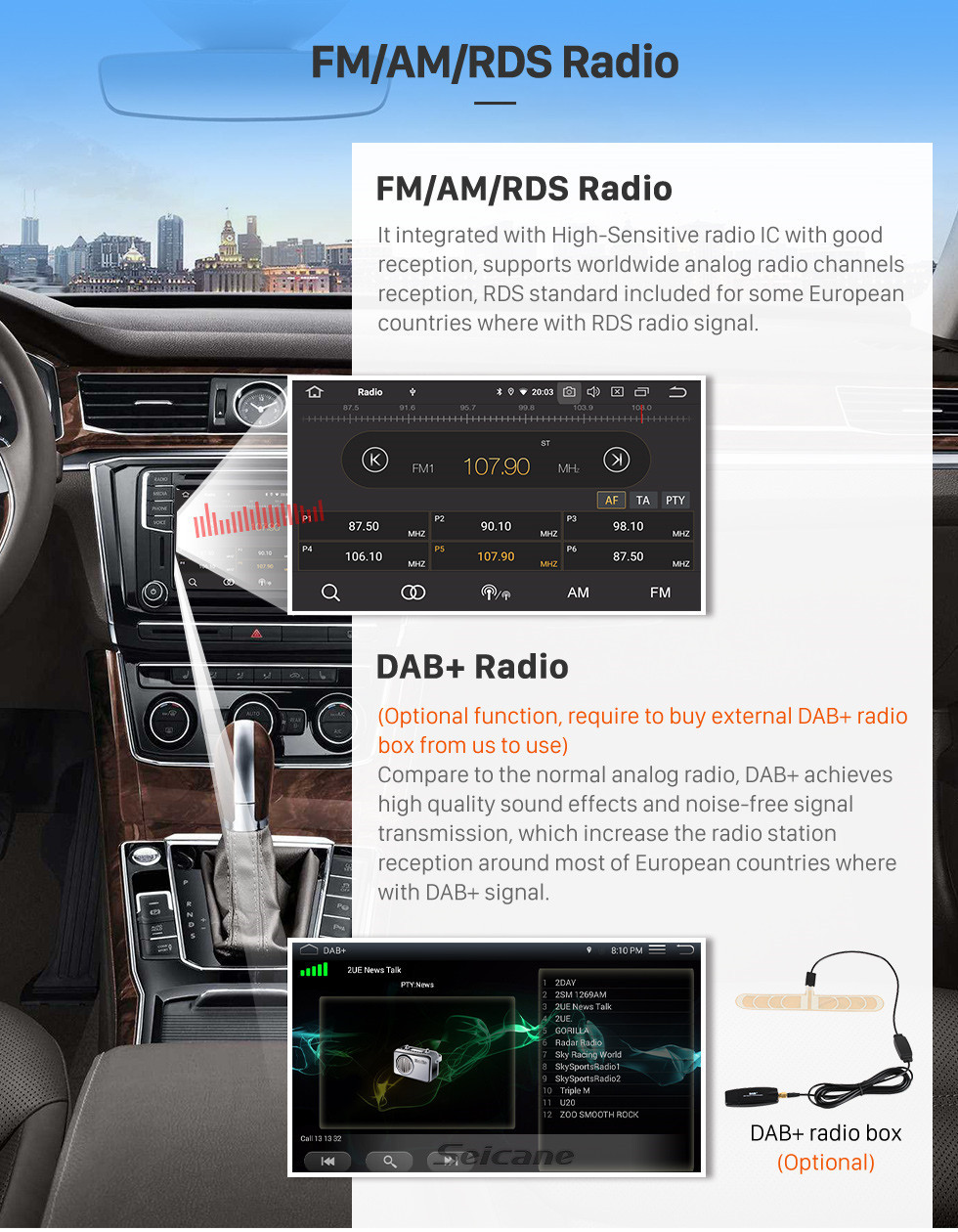 Seicane Pantalla táctil HD de 7 pulgadas Android 11.0 Unidad principal de radio del mercado de accesorios para 2007-2012 General GMC Yukon Chevy Chevrolet Tahoe Buick Enclave Hummer H2 Sistema de navegación GPS estéreo para automóvil Teléfono Bluetooth Soporte WI