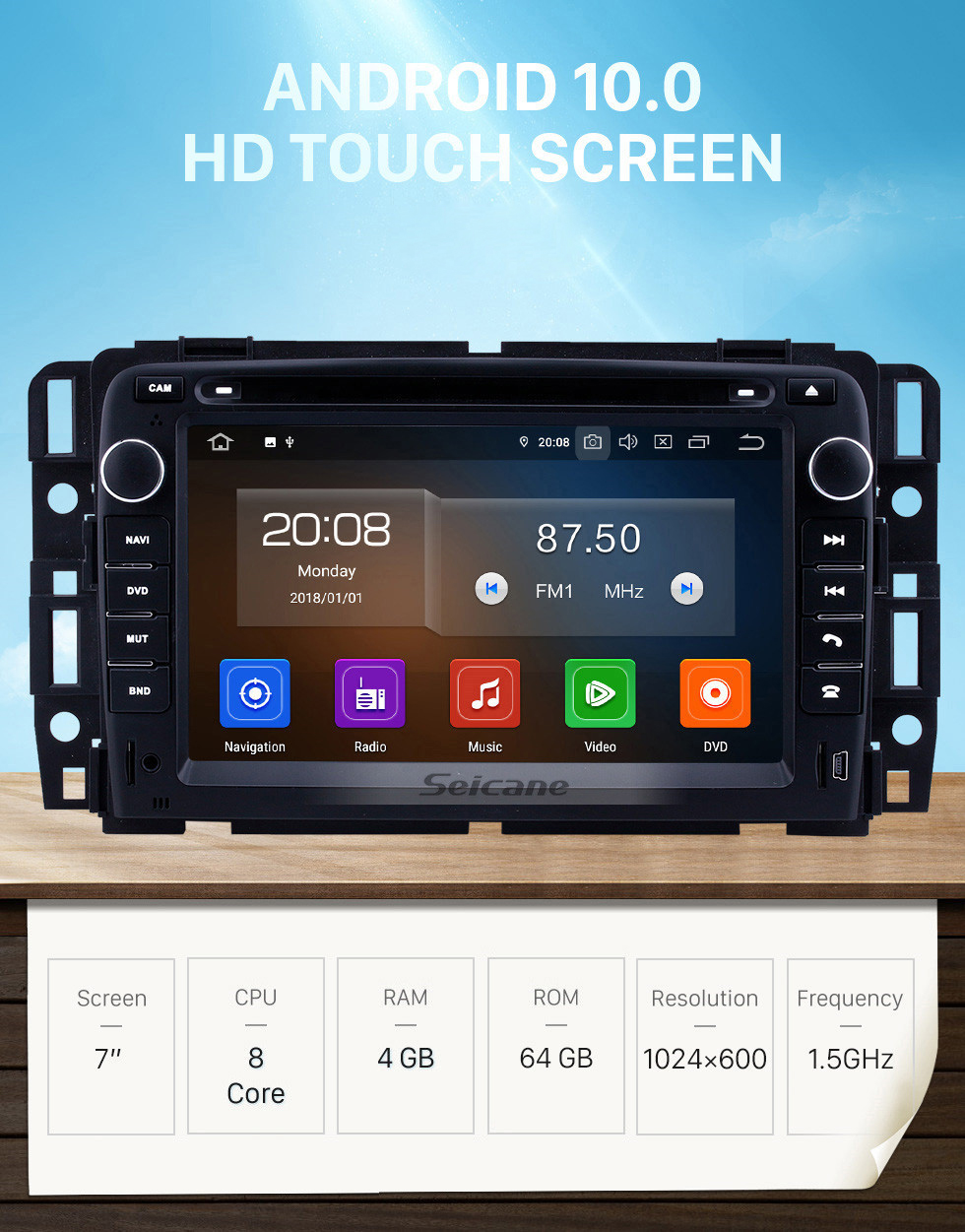 7 Zoll HD Touchscreen Android 12.0 Aftermarket Radio Head Unit für  2007-2012 General GMC Yukon/Chevy Chevrolet Tahoe/Buick Enclave/Hummer H2  Autoradio GPS Navigationssystem Bluetooth Telefon WIFI Unterstützung OBDII  DVR 1080P Video Lenkradsteuerung Spiege
