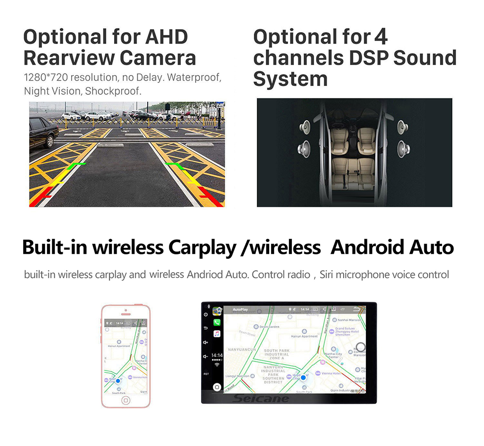Seicane HD Touchscreen 7 polegadas Android 12.0 para VW Volkswagen 2004 2005 2006-2011 Touareg 2009 T5 Multivan / Transporter Sistema de Navegação GPS Rádio com Carplay Suporte Bluetooth DAB +