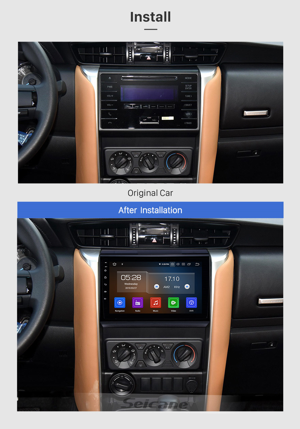 Seicane 9 polegada Android 11.0 HD Touchscreen auto estéreo GPS Rádio Sistema de Navegação GPS Para 2015-2018 TOYOTA FORTUNER / COVERT Suporte a Bluetooth DVR Vedio Carplay 3G / 4G WIFI controle de volante