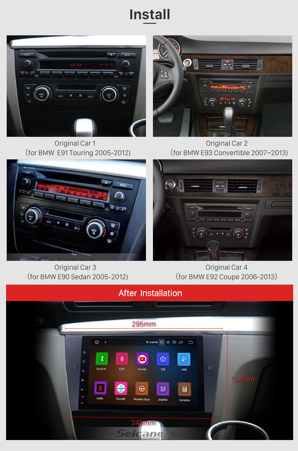 Seicane All in One Android 13.0 9 Zoll HD Touchscreen Radio für 2005-2012 BMW 3er E90 E91 E92 E93 316i 318i 320i 320si 323i 325i 328i 330i 335i 335is M3 316d 318d 320d 325d 330d 3333333