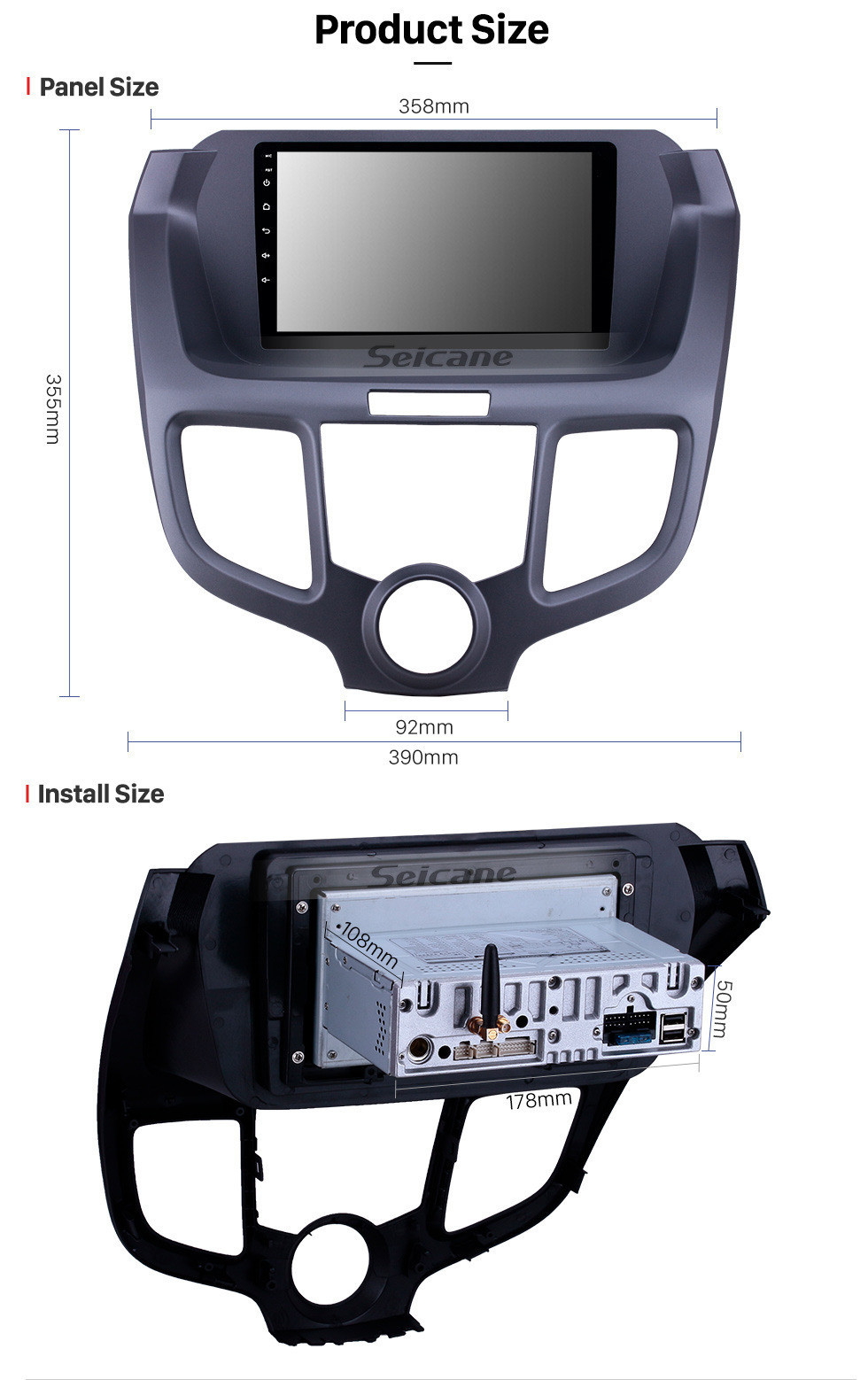 Seicane 2004-2008 Honda Odyssey Android 11.0 9 polegadas Rádio de navegação GPS Bluetooth HD Touchscreen WIFI USB AUX Suporte para Carplay TPMS SWC