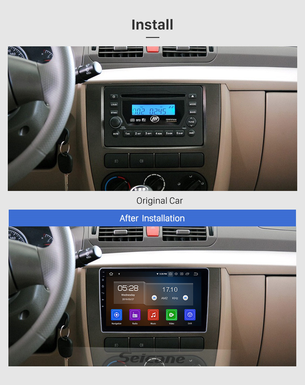 Seicane OEM 10,1 Zoll Android 11.0 für 2007 2008 2009-2012 Lifan 520 Radio Bluetooth HD Touchscreen GPS Navigationssystem Carplay Unterstützung OBD2
