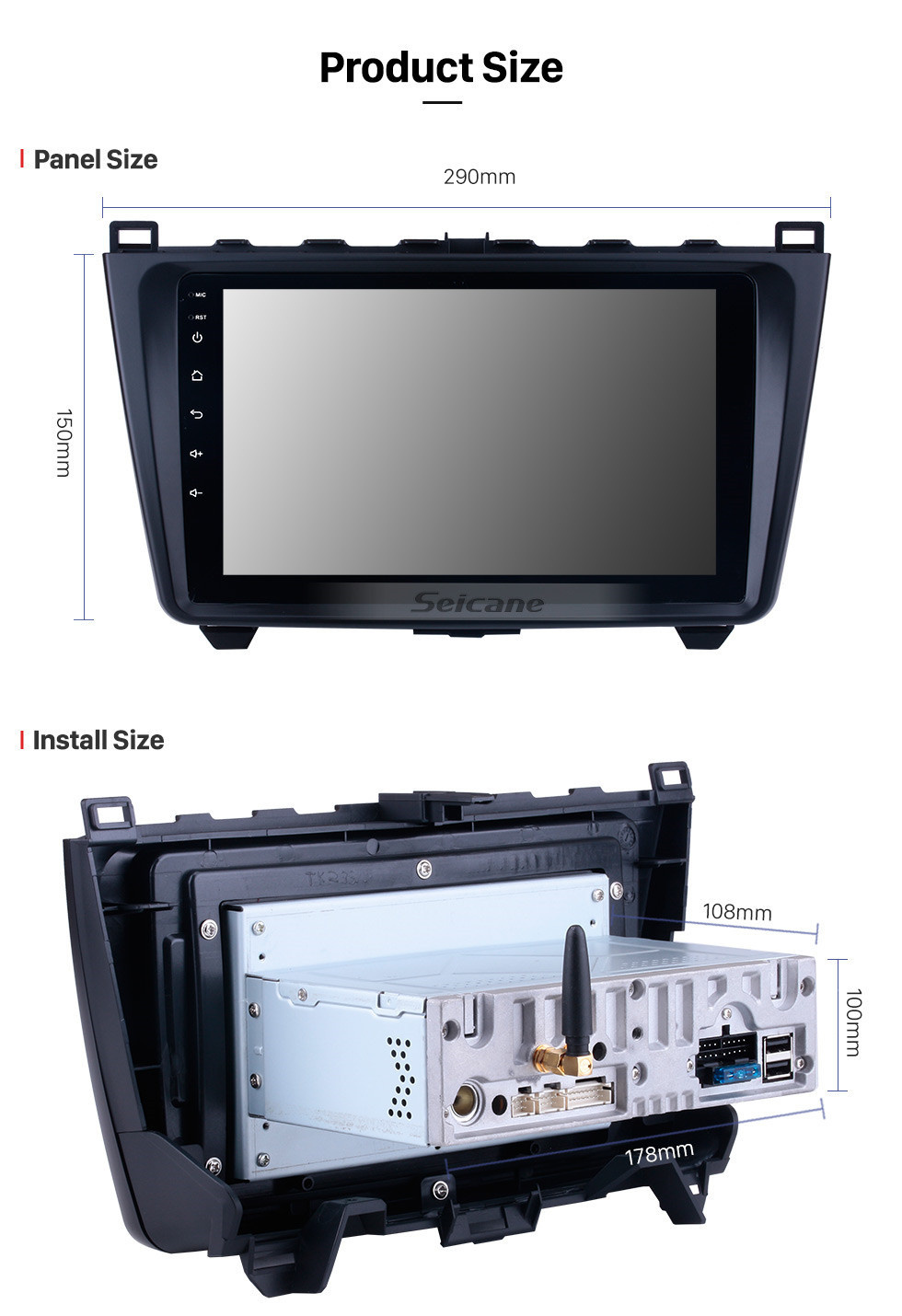 Seicane 10.1 pulgadas para 2008-2015 Mazda 6 Rui wing Android 11.0 Radio Sistema de navegación GPS con pantalla táctil completa 1024 * 600 Enlace de espejo Bluetooth TPMS OBD2 DVR Cámara de vista trasera TV carplay