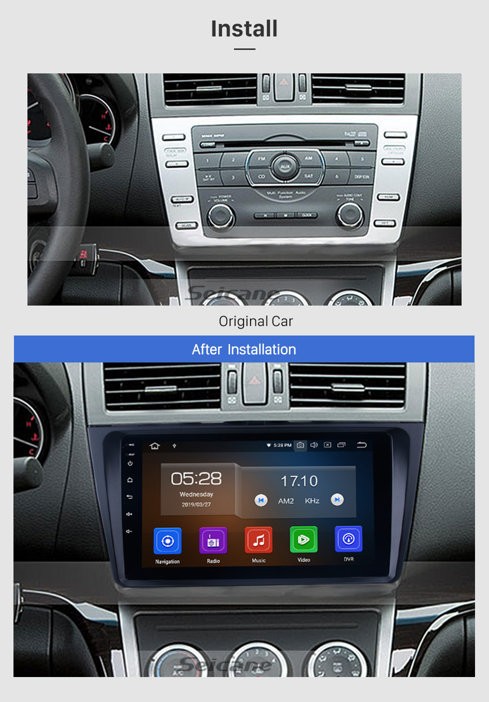 Seicane 10.1 pulgadas para 2008-2015 Mazda 6 Rui wing Android 11.0 Radio Sistema de navegación GPS con pantalla táctil completa 1024 * 600 Enlace de espejo Bluetooth TPMS OBD2 DVR Cámara de vista trasera TV carplay