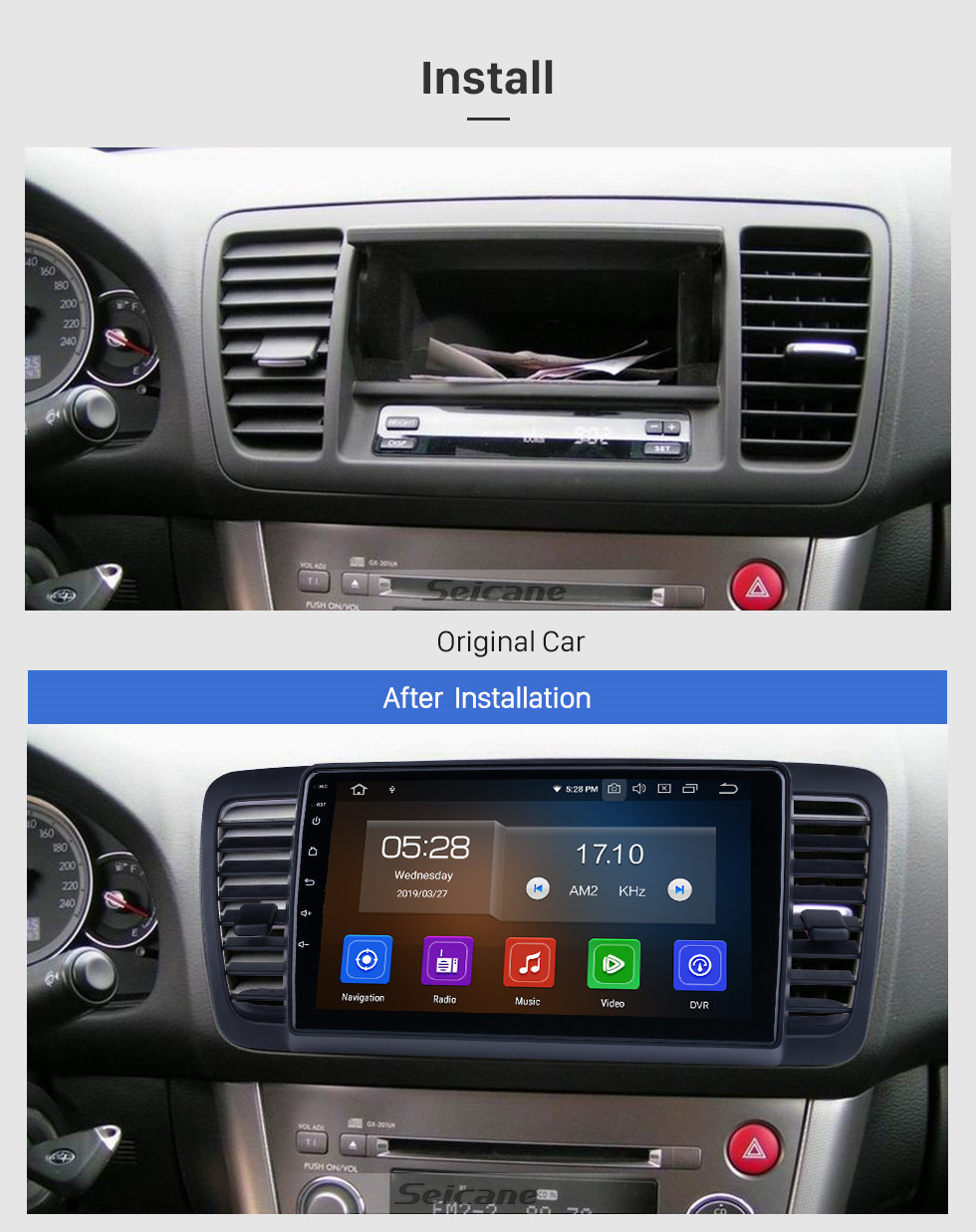 Seicane HD-Touchscreen 9 Zoll für 2004 2005 2006-2009 Subaru Legacy / Liberty Radio Android 13.0 GPS-Navigationssystem Bluetooth Carplay-Unterstützung DSP TPMS