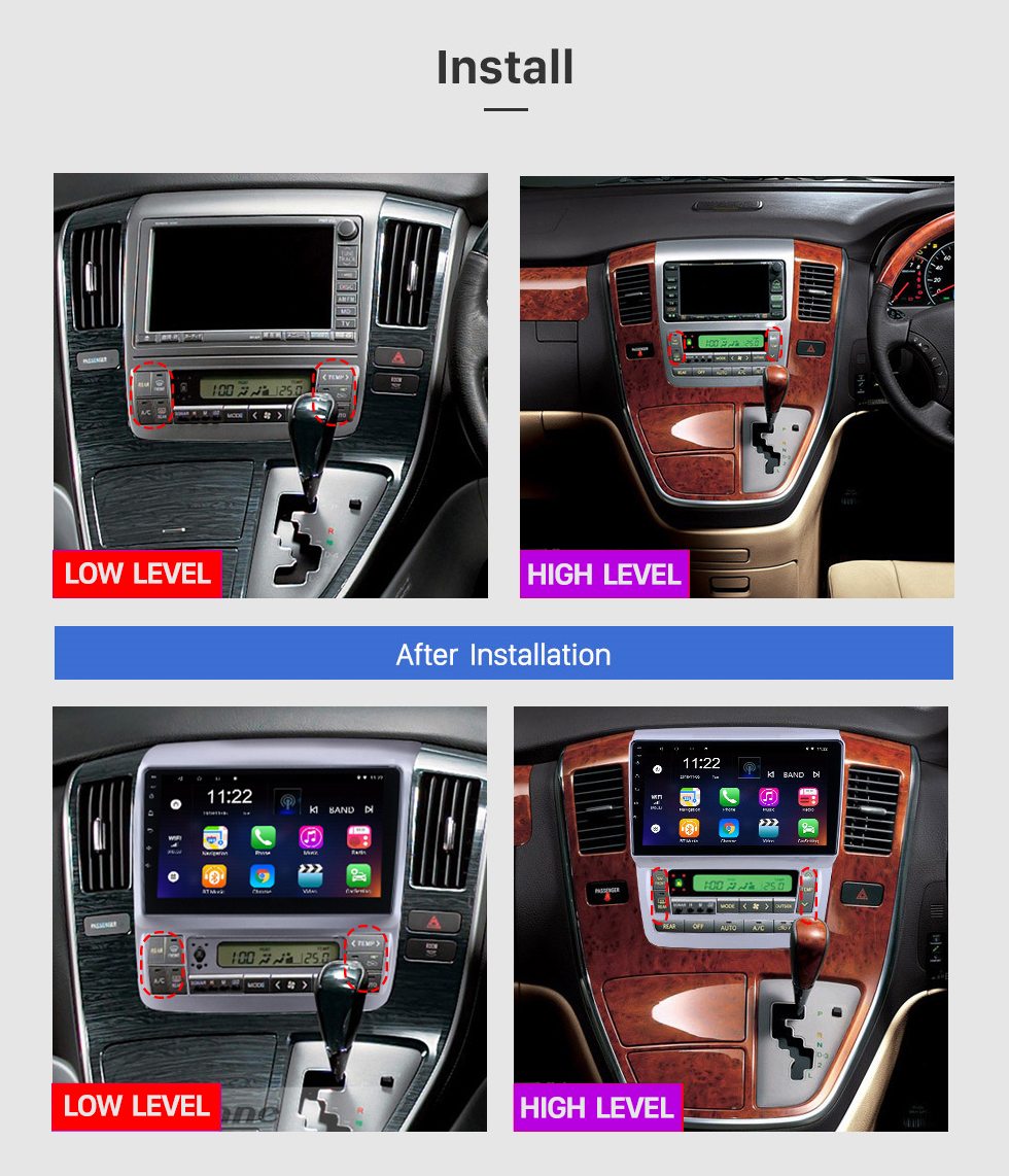 Seicane OEM 9 pulgadas Android 13.0 para 2003 2004-2007 Toyota Alphard RHD Radio con Bluetooth HD Pantalla táctil Sistema de navegación GPS compatible con Carplay