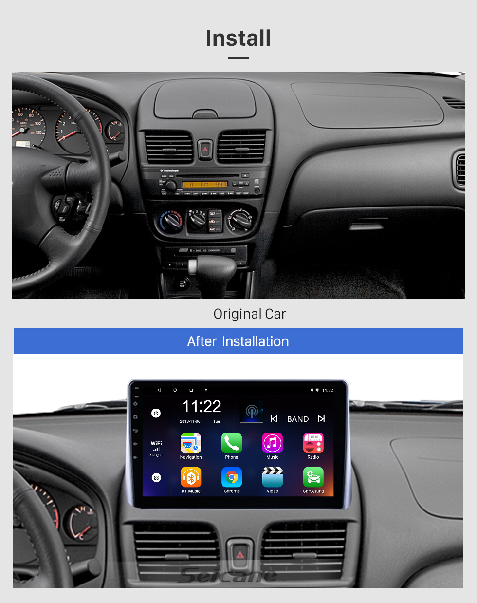 Seicane 10.1 pulgadas Android 10.0 para 2001 2002 2003-2006 Nissan Sentra Radio Sistema de navegación GPS con pantalla táctil HD Soporte Bluetooth Carplay