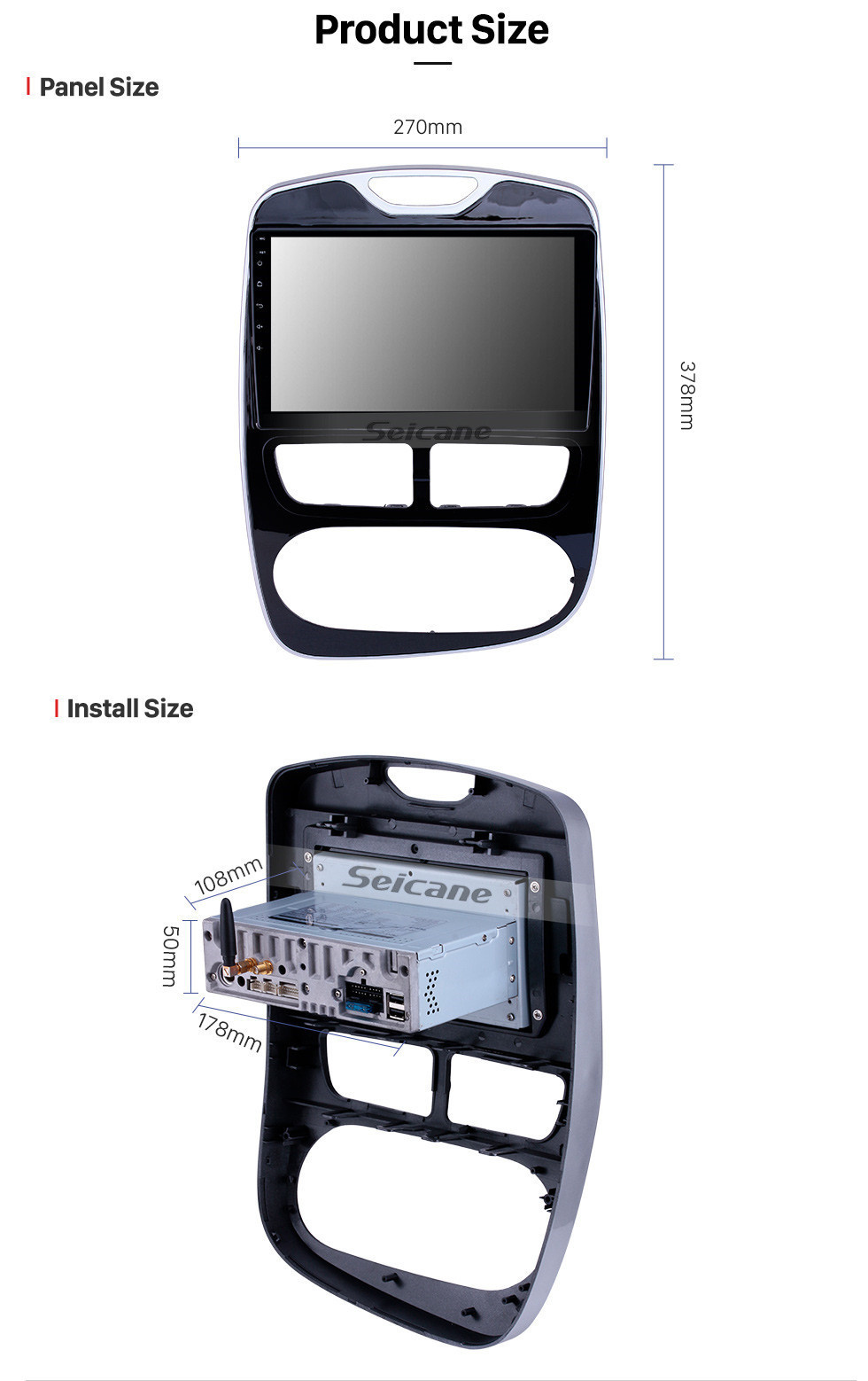 Seicane Android 12.0 10,1-дюймовый HD-сенсорный экран Система GPS-навигации Автостерео 2012-2016 Renault Clio Цифровой / аналоговый Ручной кондиционер Поддержка Bluetooth 3G / 4G WIFI OBDII Видео Управление на руле DVR