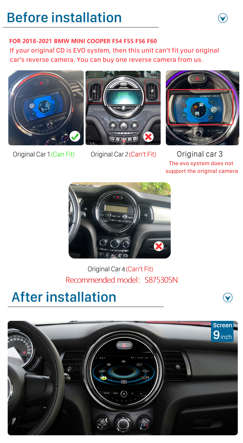 9 Inches for BMW MINI Cooper F54 2017-2019 EVO System