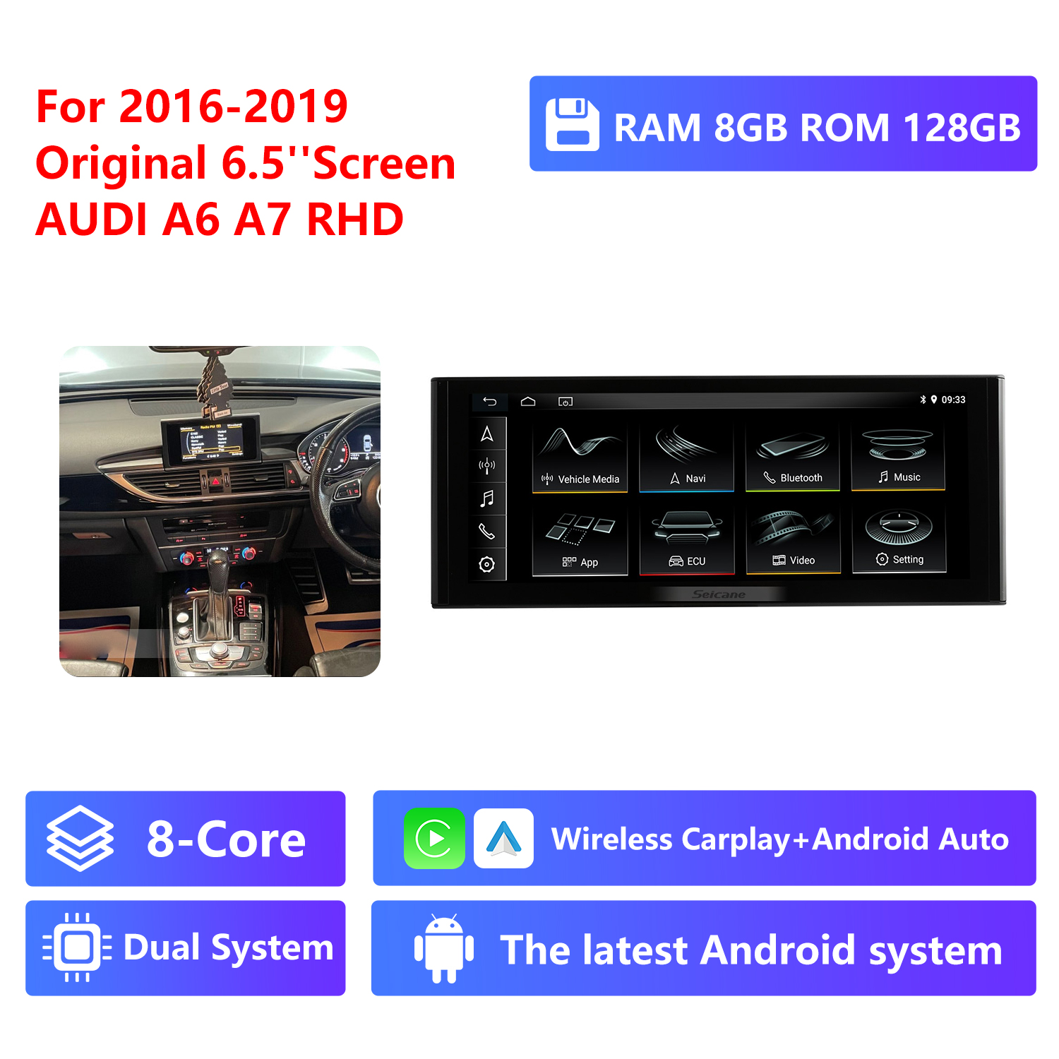 8-Core RAM 8G ROM 128G,2016-2019, Original 6.5"Screen,RHD